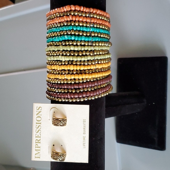 Jewelry - Multi-color expandable bracelet and earrings.